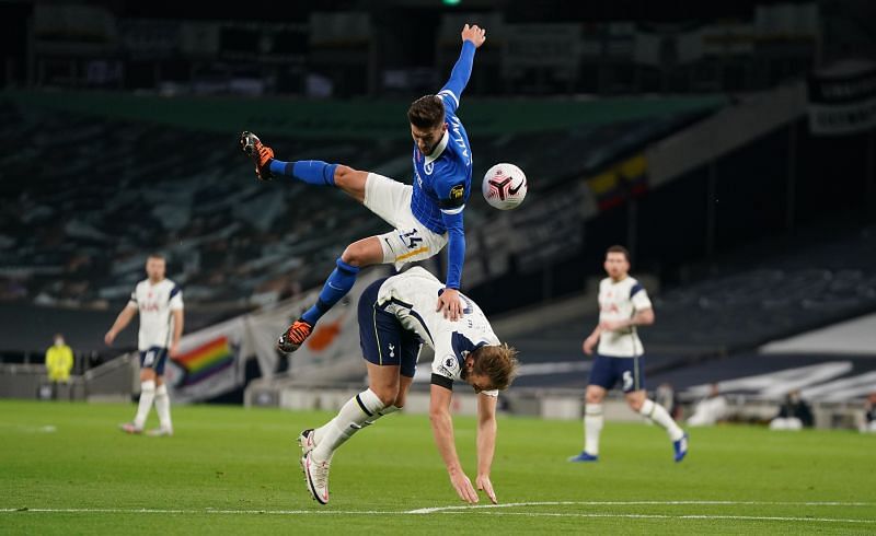 Adam Lallana fouled Harry Kane for Tottenham's penalty.